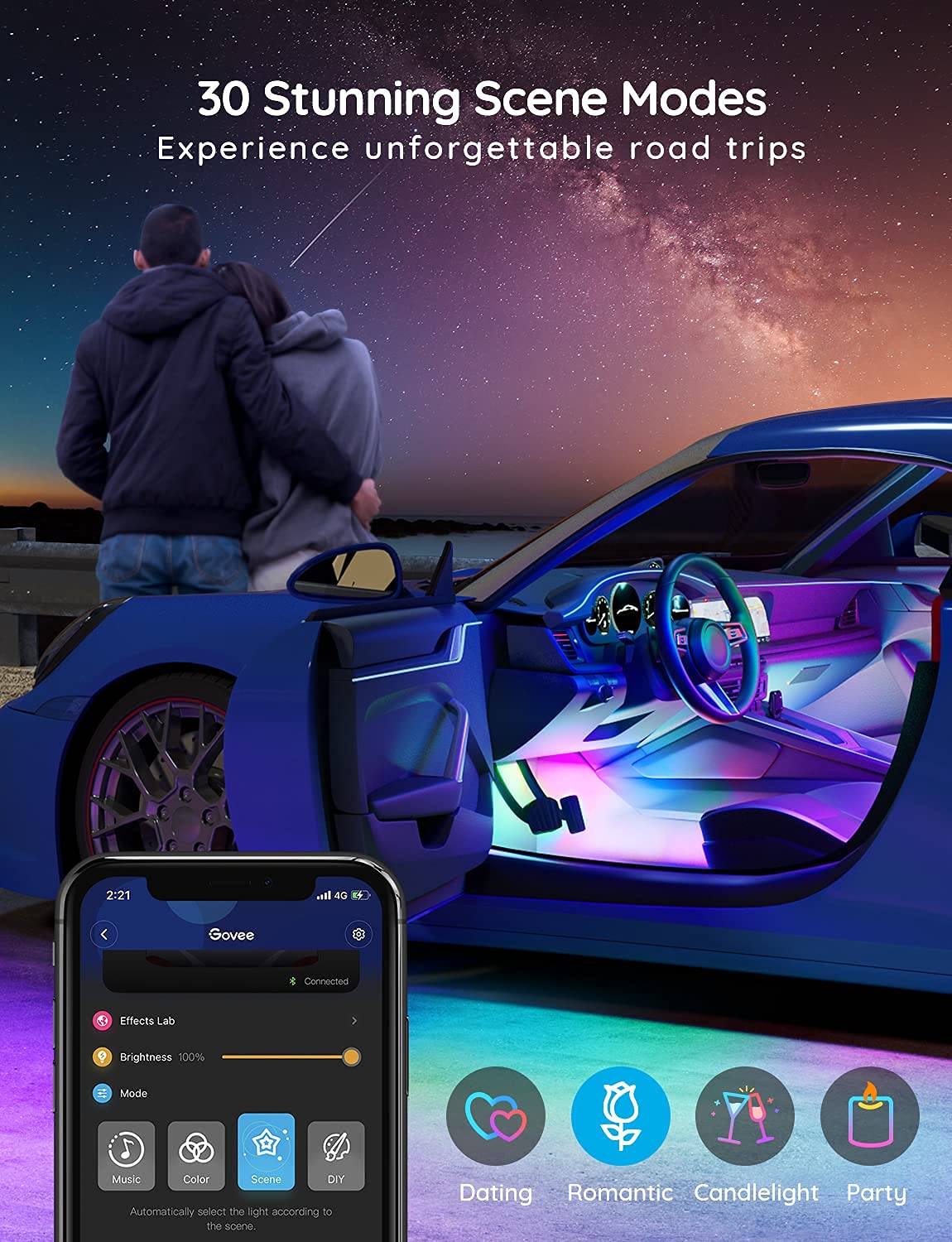 Foto 5 pulgar | Tira De Luces Led Govee Smart Car Rgbic, 16 Millones De Colores - Venta Internacional.