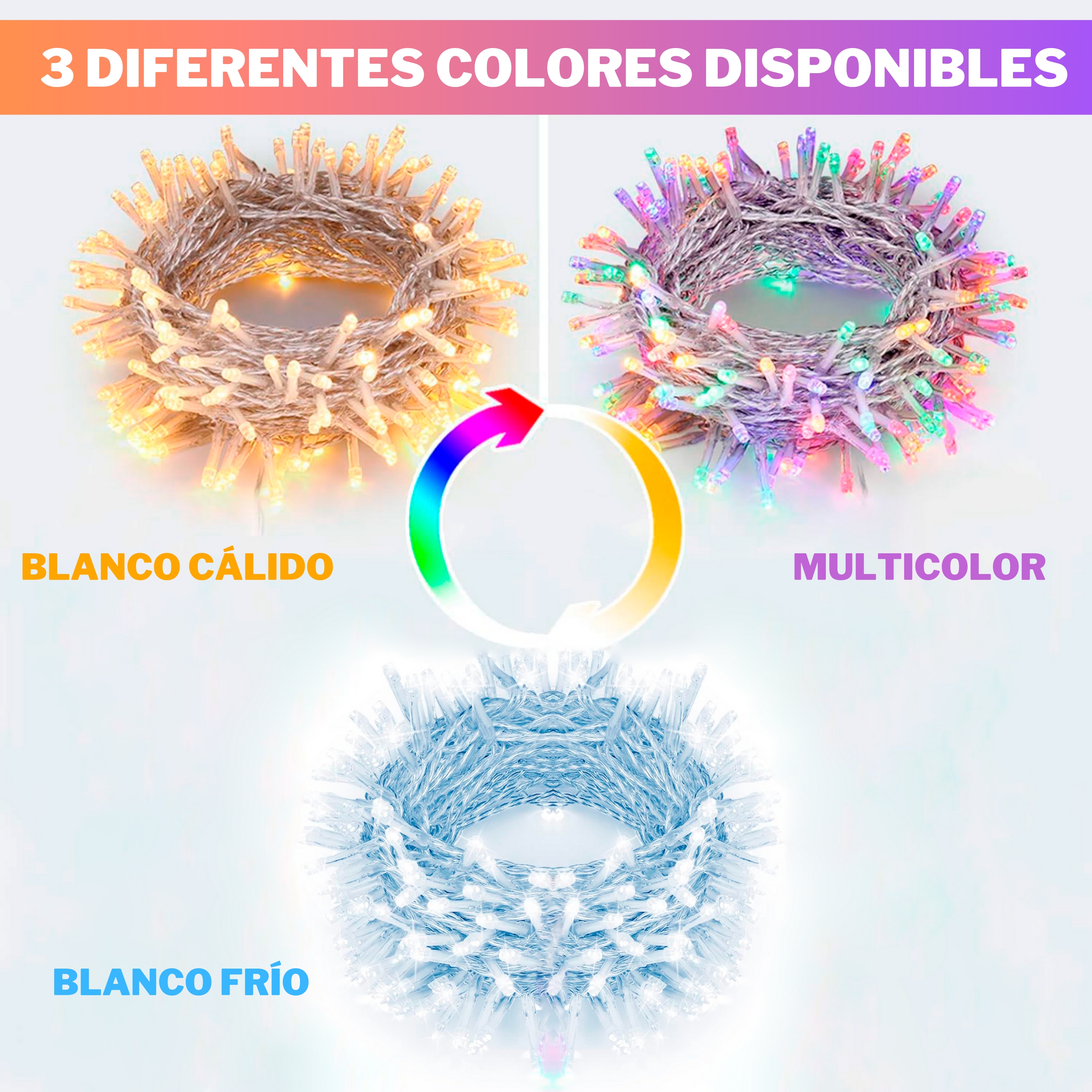 Foto 4 pulgar | Serie De Luces Led Navideñas Luxvi 30m Multicolor 300 Leds (3pzs)
