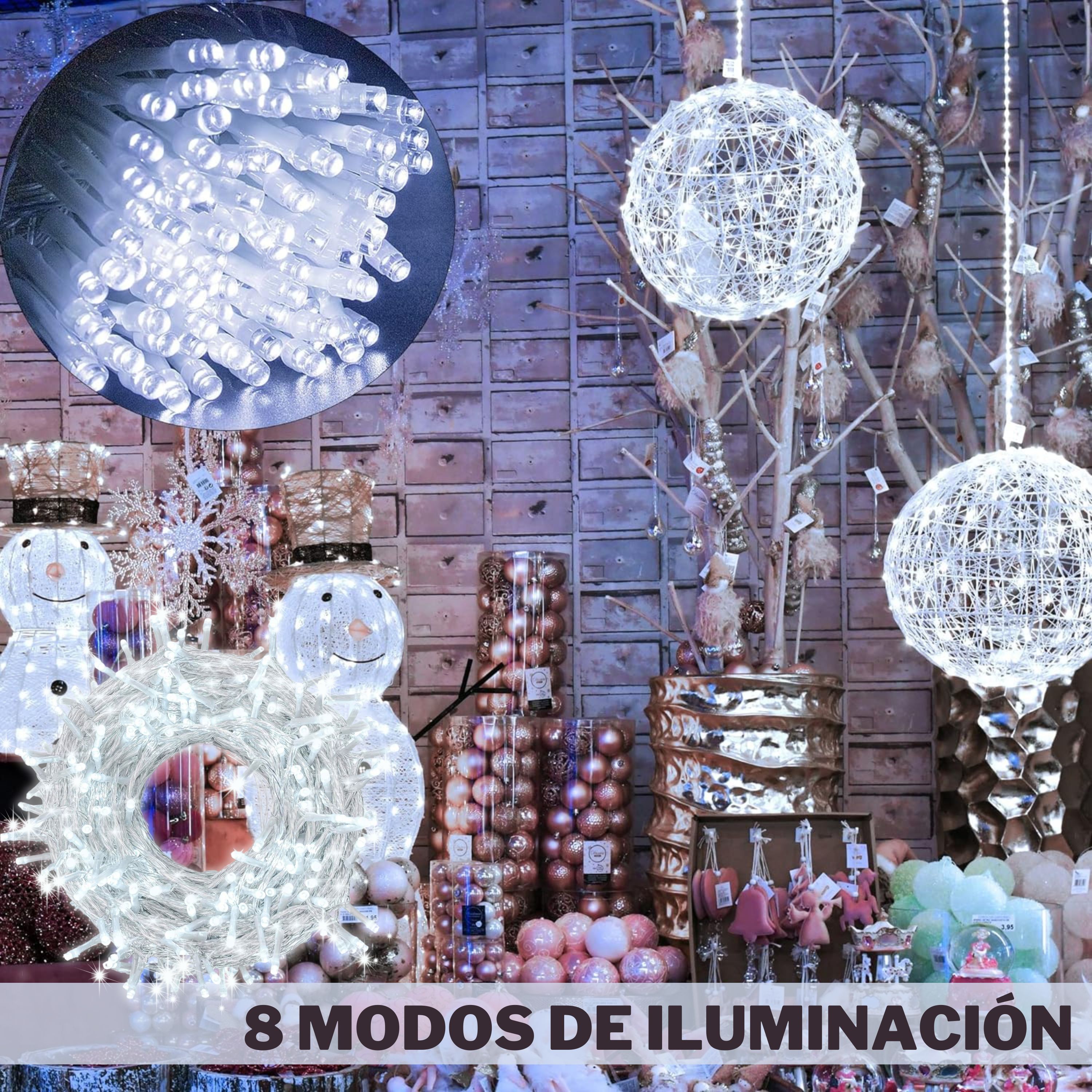 Foto 7 | Serie De Luces Led Navideñas Luxvi 10m Blanco Frío 100 Leds (4pzs)