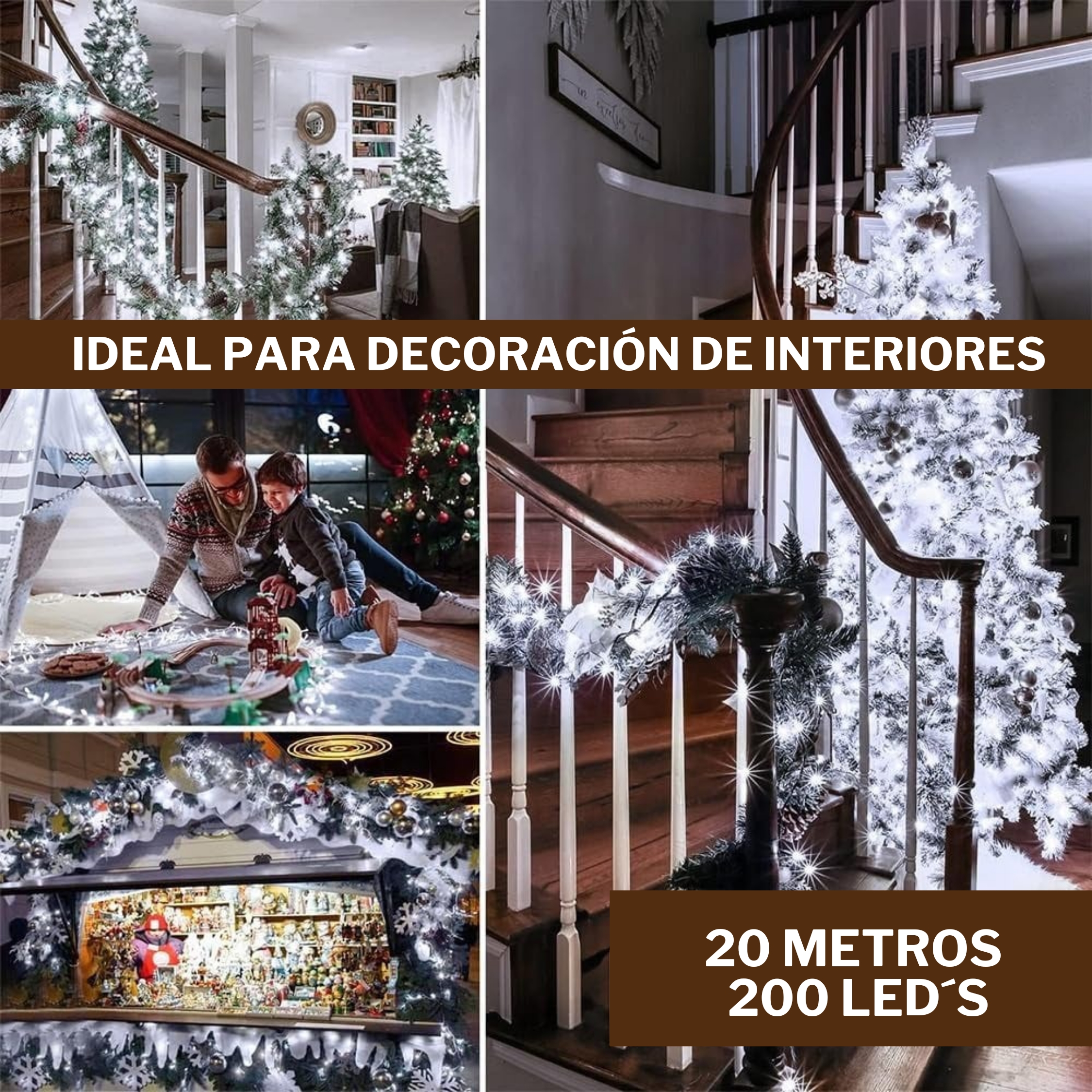 Foto 6 | Serie De Luces Led Navideñas Luxvi 20m Blanco Frío 200 Leds (4pzs)