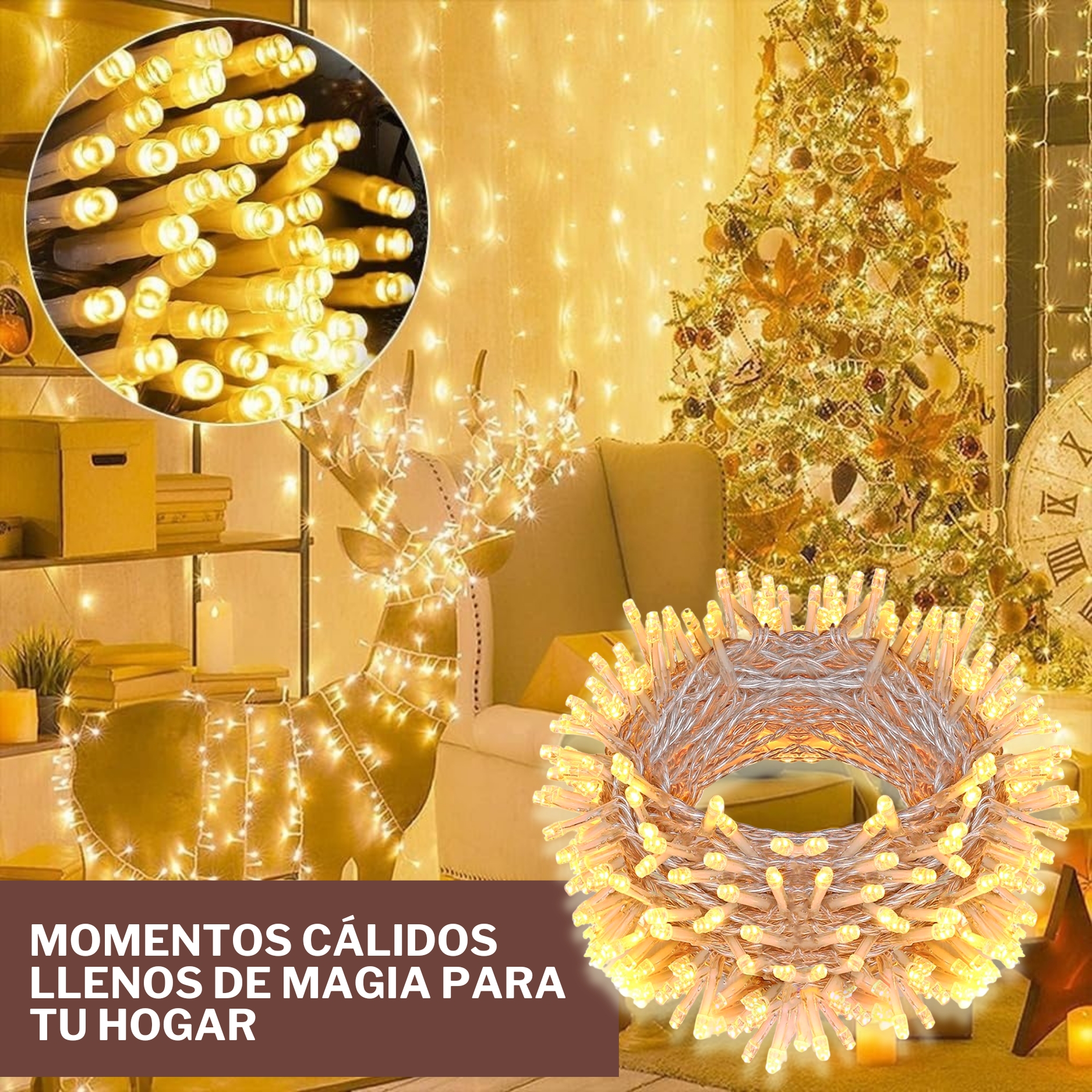 Foto 7 | Serie De Luces Led Navideñas Luxvi 30m Blanco Cálido 300 Leds (2pzs)