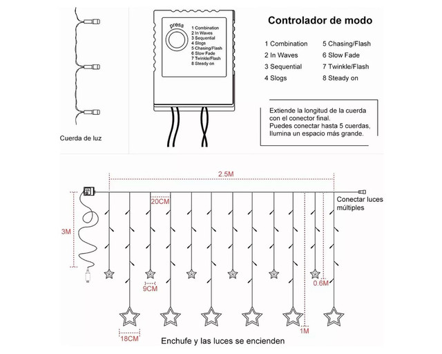 Foto 3 pulgar | Cortina Luces Estrellas