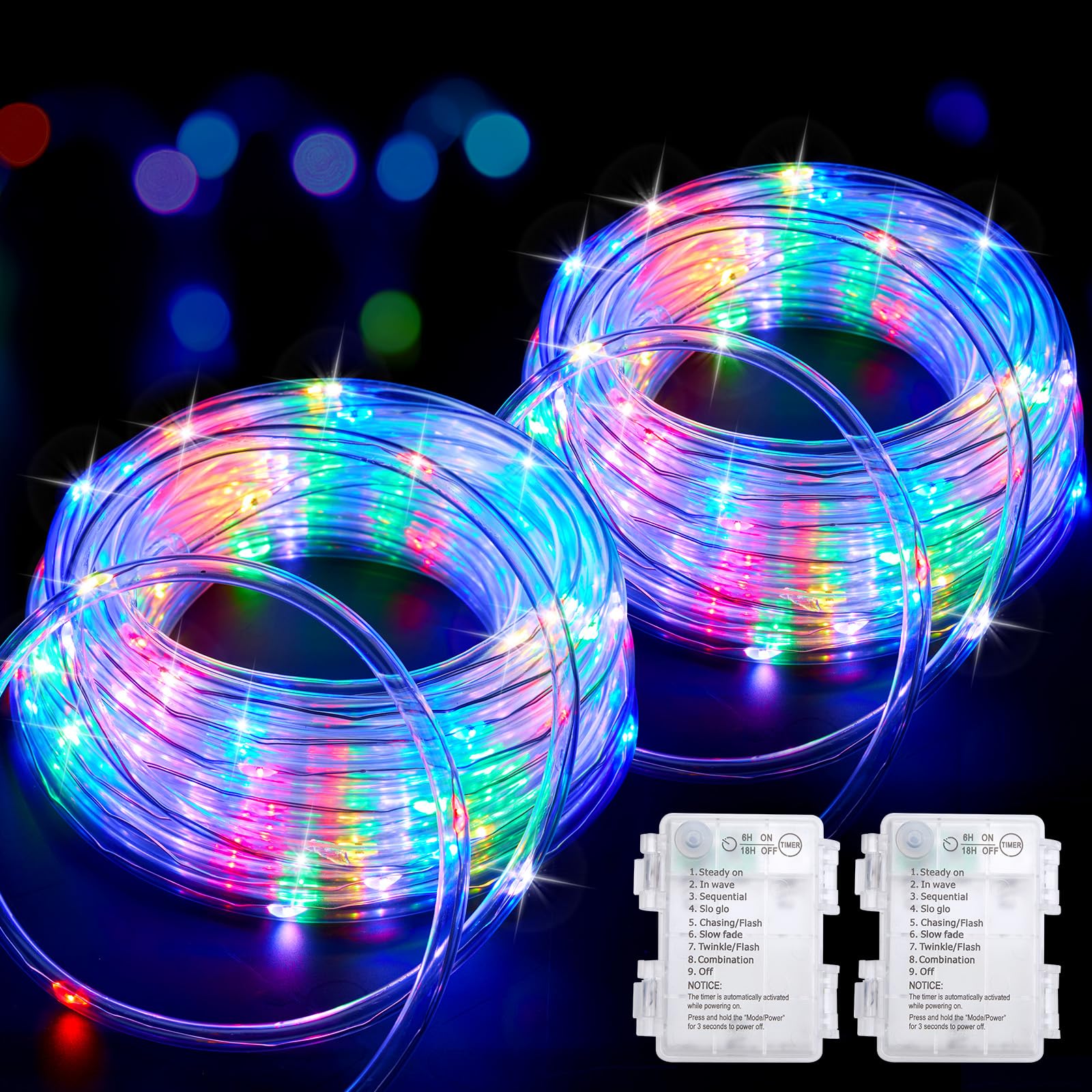 Foto 2 pulgar | Cadena De Luces Minetom, Paquete De 2, 66 Pies, 200 Led, Funciona Con Pilas - Venta Internacional.