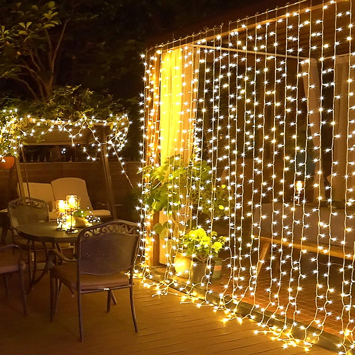 Luces De Cortina Navideñas Jmexsuss 300 Led De Color Blanco Cálido - Venta Internacional.