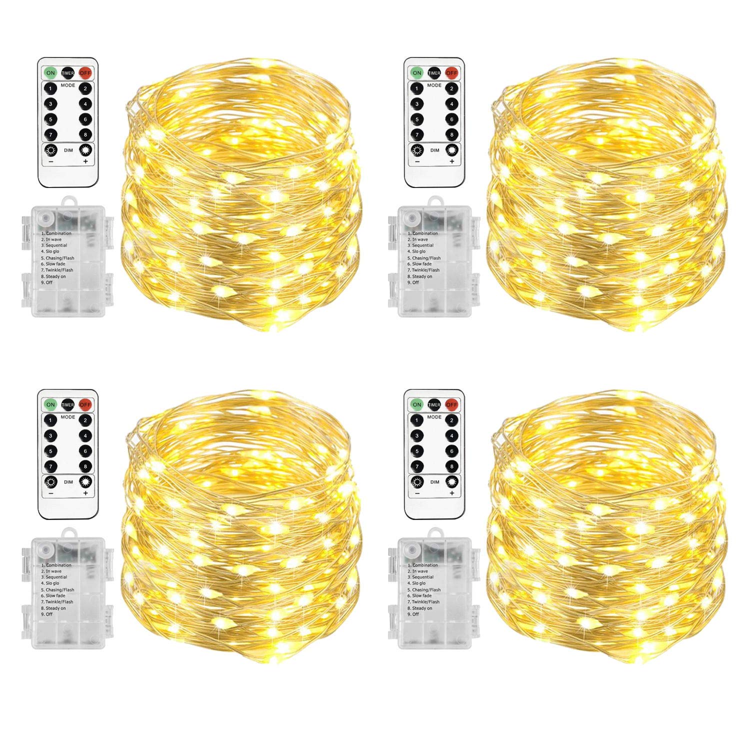 Foto 2 pulgar | Fairy Lights Homemory, 20 M, 60 Led Con Mando A Distancia, 8 Modos, Paquete De 4 - Venta Internacional.