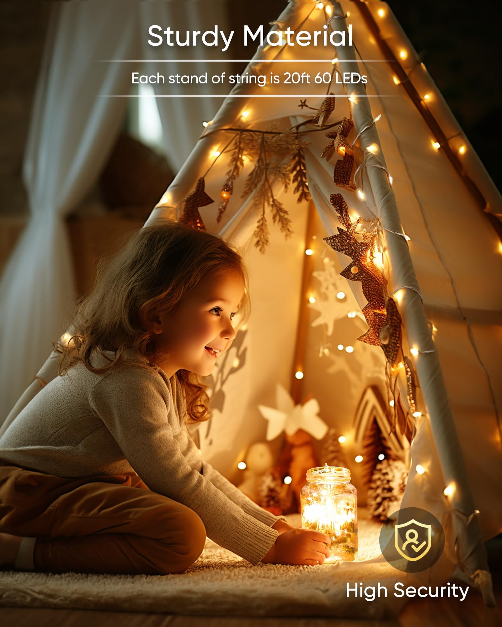 Foto 4 | Fairy Lights Homemory, 20 M, 60 Led Con Mando A Distancia, 8 Modos, Paquete De 4 - Venta Internacional.