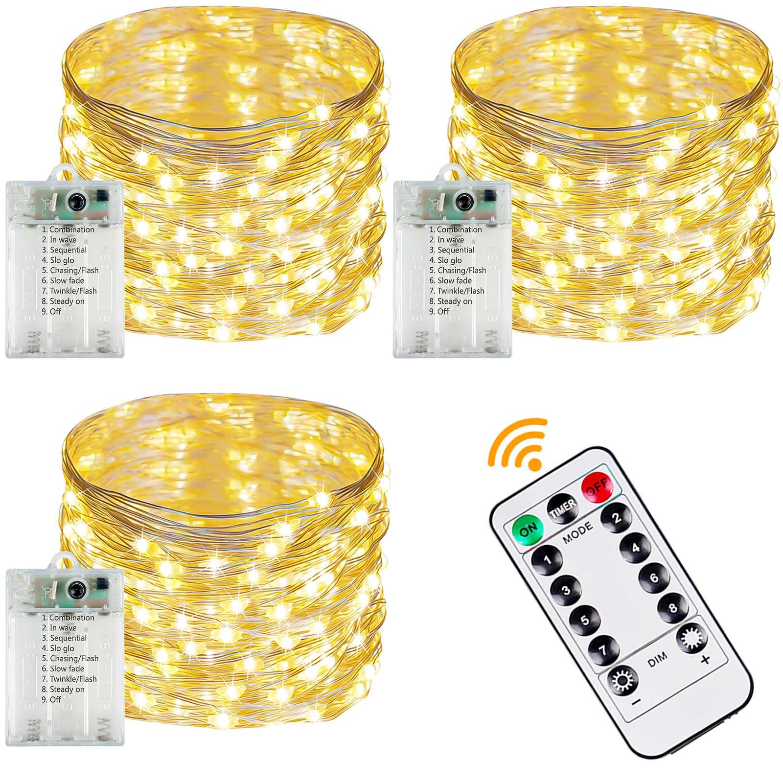 Fairy Lights Yiqu 240 Led, 78 Pies, Funciona Con Pilas, Paquete De 3 - Venta Internacional.