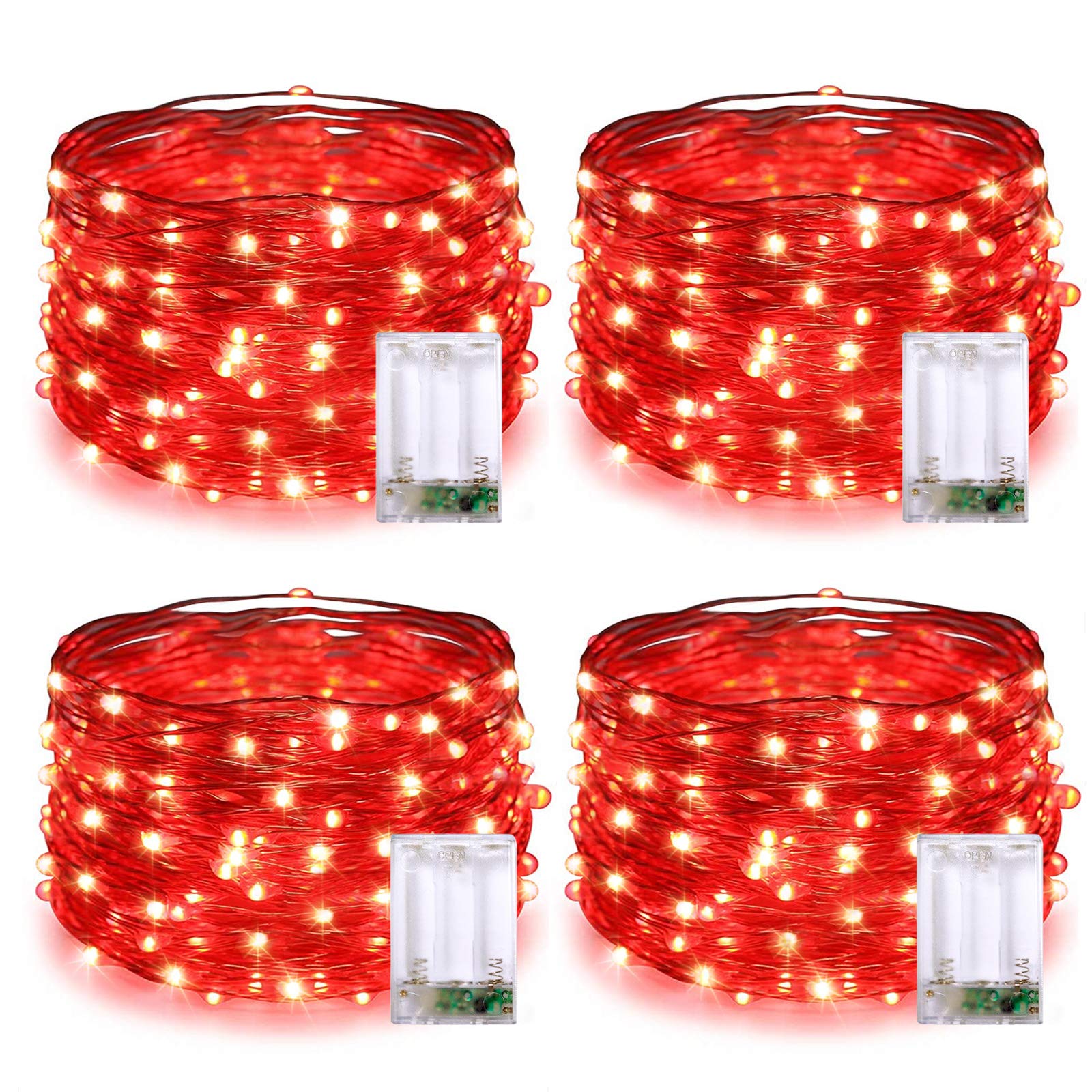 Foto 2 pulgar | Led Rojo Fairy Lights Jmexsuss 50, Funciona Con Pilas, 5 M - Venta Internacional.