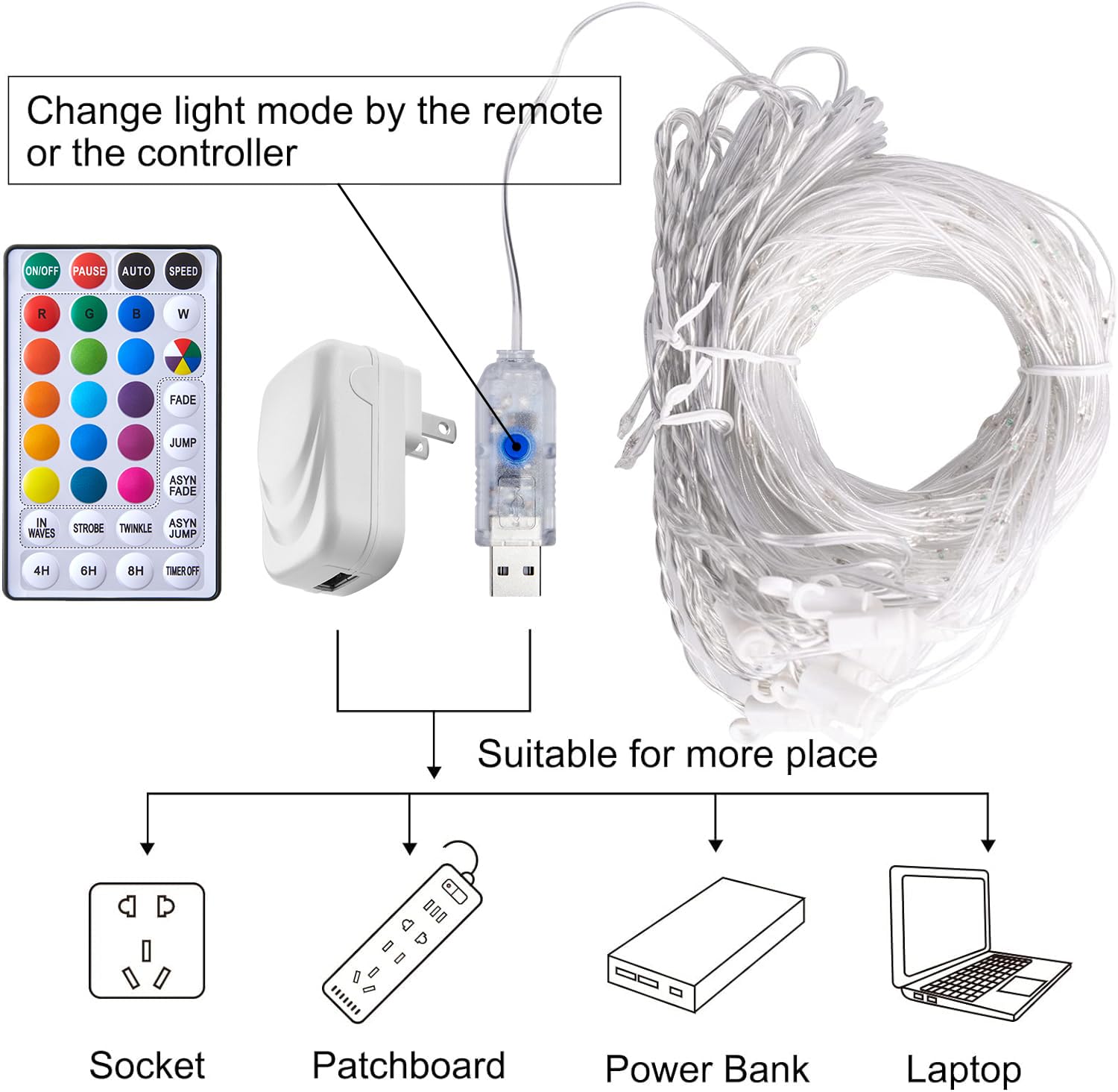 Foto 8 pulgar | Luces De Cortina Brightown 250 Led, 3 X 2,7 M, 16 Colores Cambiantes - Venta Internacional.