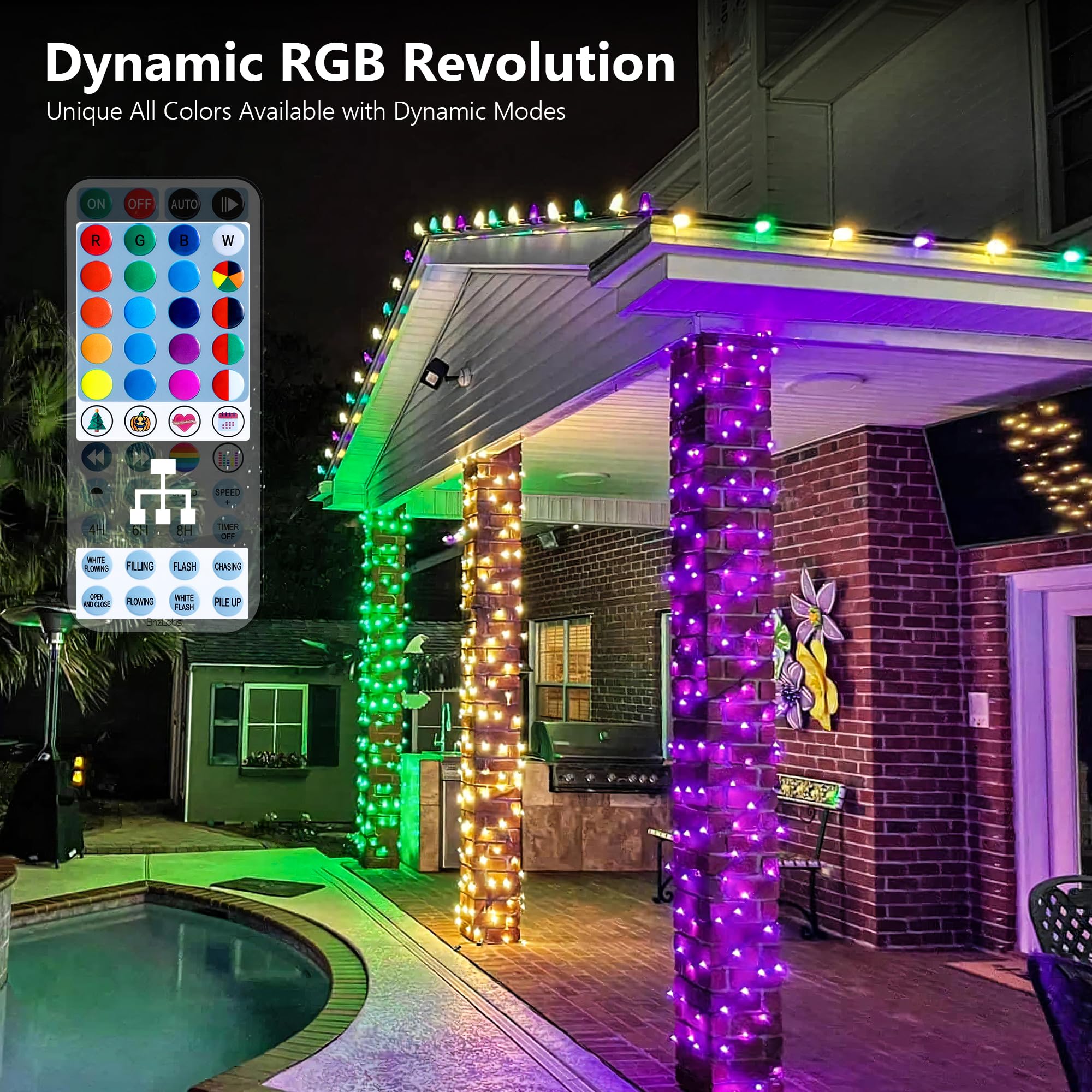 Foto 3 pulgar | Luces Navideñas Brizled Rgb 500 Led De 50 M Con Mando A Distancia - Venta Internacional.