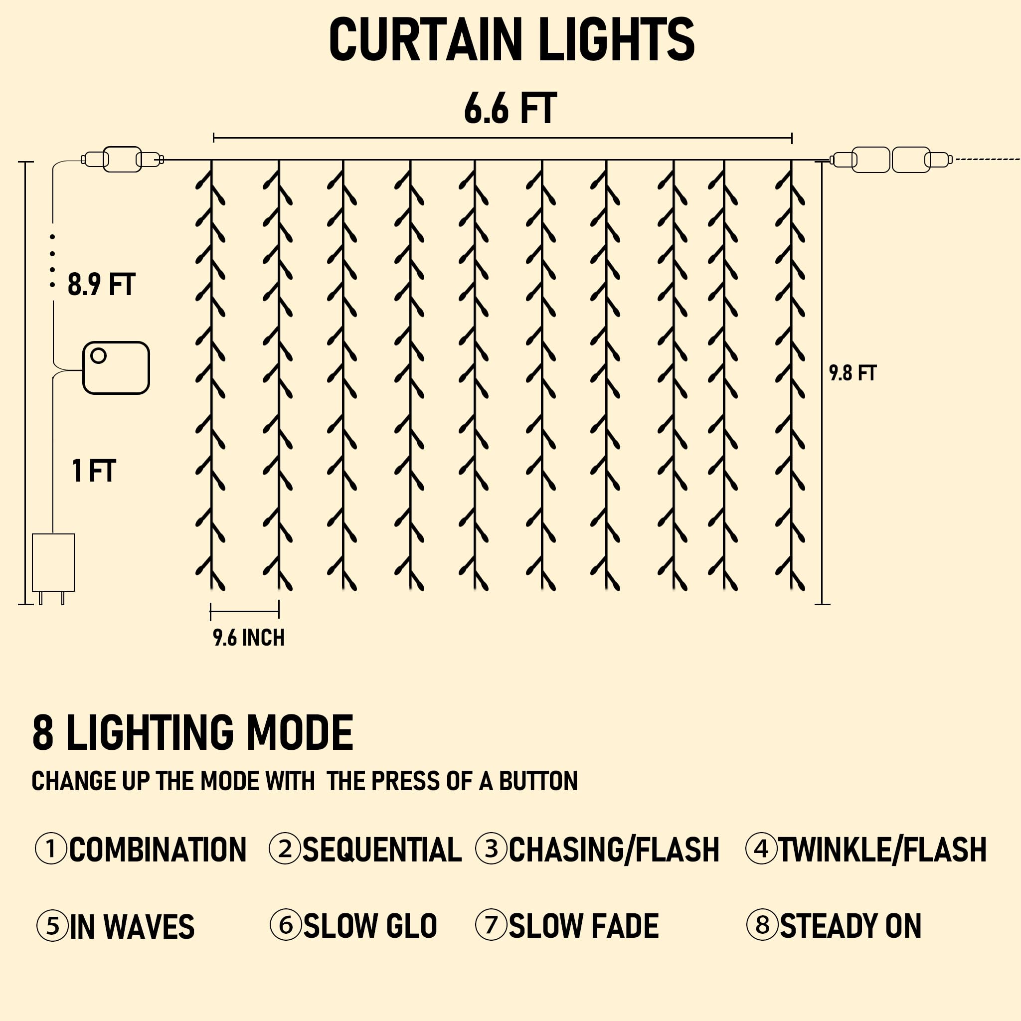 Foto 3 pulgar | Cadena De Luces Dazzle Bright Para Cortinas, 300 Led, Conectables En 8 Modos - Venta Internacional.