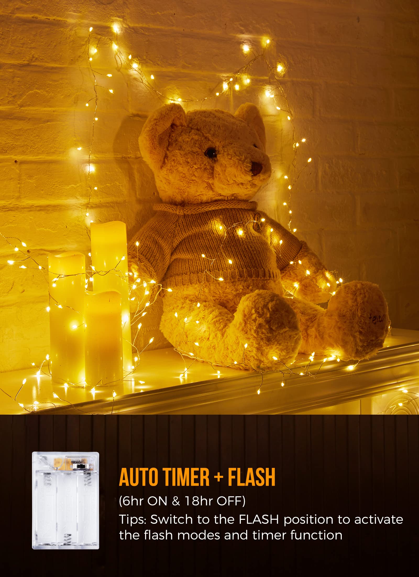 Foto 7 pulgar | Fairy Lights Brightown Funciona Con Pilas, 120 Led, Luz Blanca Cálida, 10 Pies - Venta Internacional.