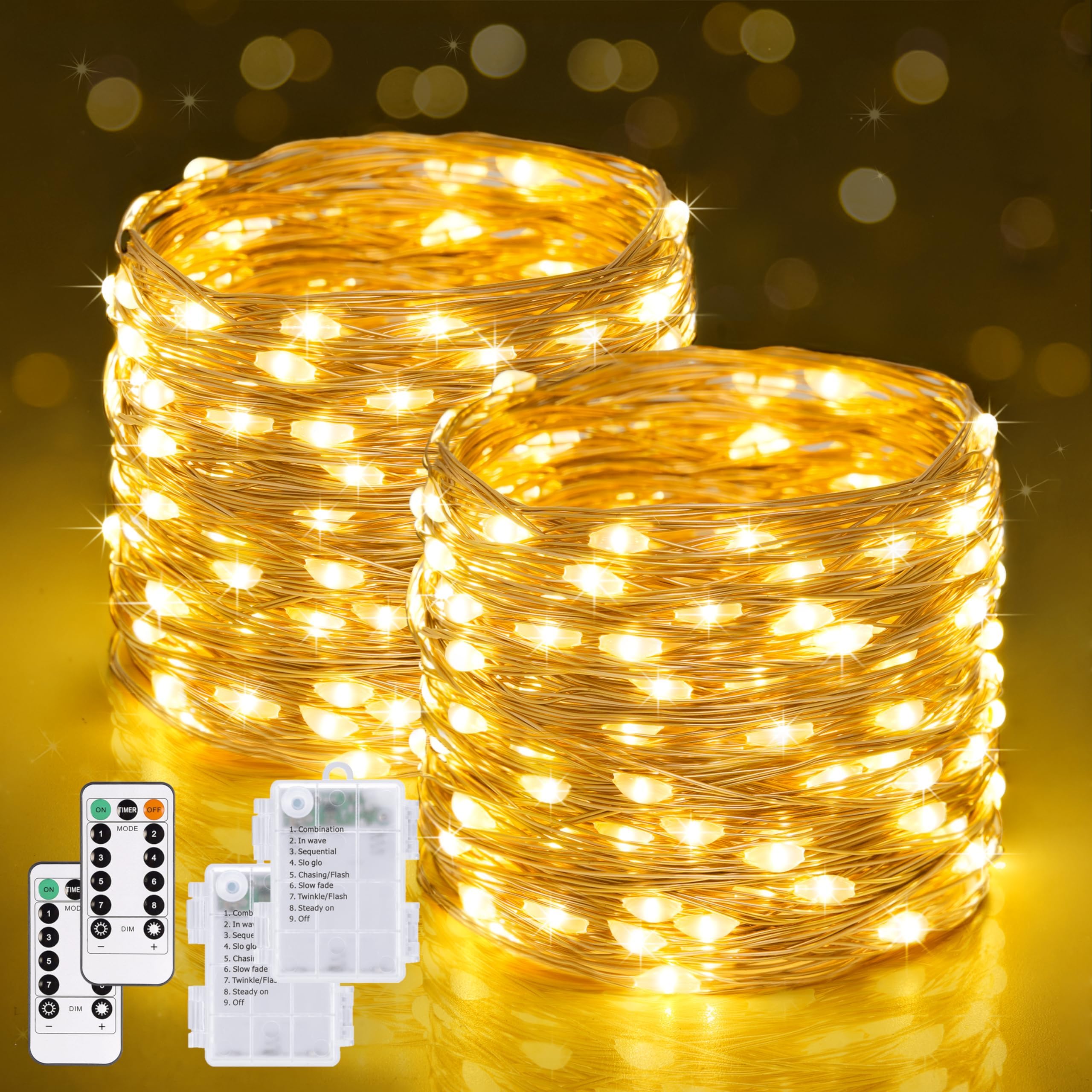 Fairy Lights Jmexsuss, Funciona Con Pilas, 400 Led, 132 Pies, Paquete De 2 - Venta Internacional.