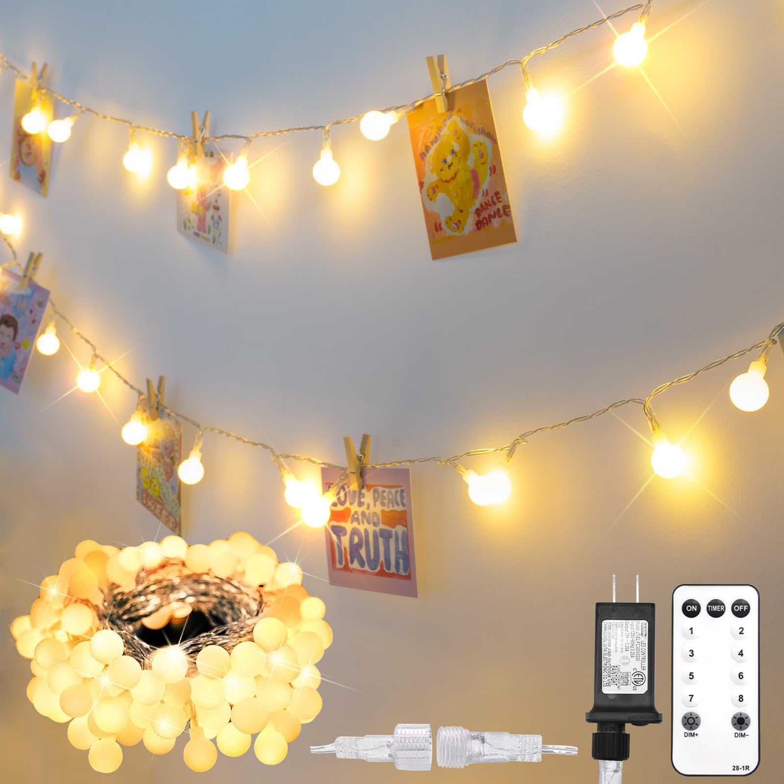 Guirnalda De Luces Navideñas Suddus Con Forma De Globo, 100 Led, Color Blanco Cálido - Venta Internacional.