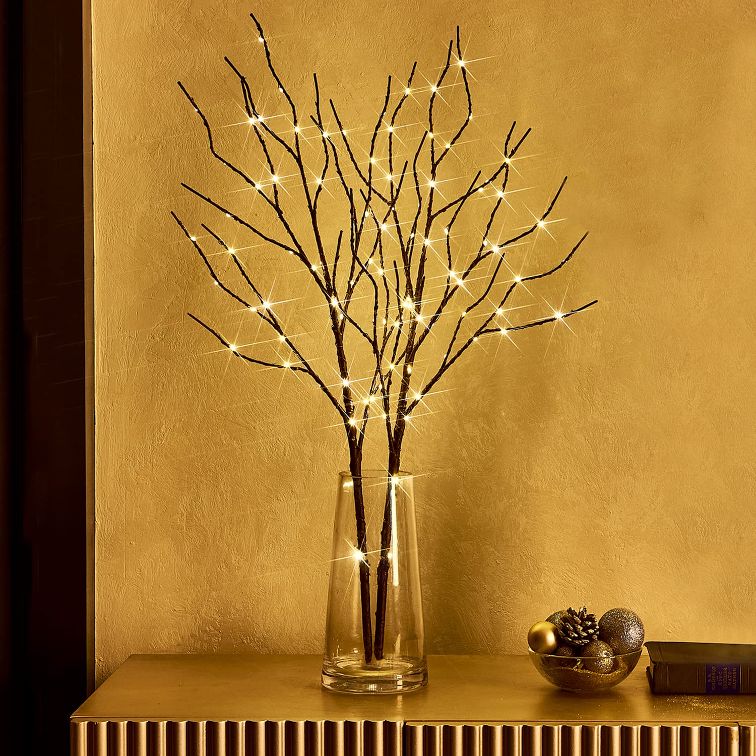 Cronómetro Branch Lights Fudios Con Pilas Led, 32 Cm, Color Marrón, 100 Led - Venta Internacional.