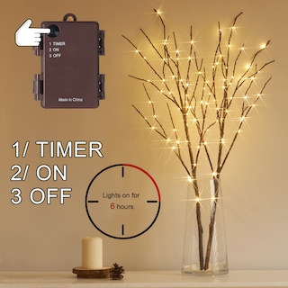 Foto 2 | Cronómetro Branch Lights Fudios Con Pilas Led, 32 Cm, Color Marrón, 100 Led - Venta Internacional.