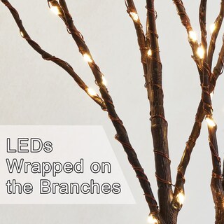 Foto 3 | Cronómetro Branch Lights Fudios Con Pilas Led, 32 Cm, Color Marrón, 100 Led - Venta Internacional.