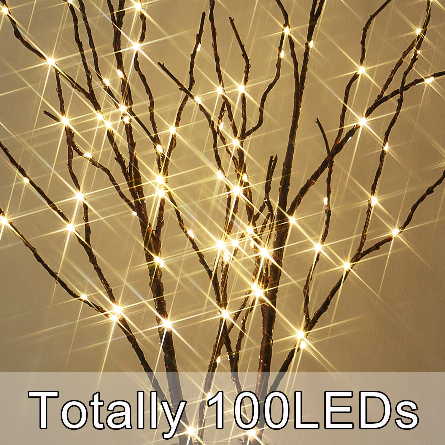 Foto 4 | Cronómetro Branch Lights Fudios Con Pilas Led, 32 Cm, Color Marrón, 100 Led - Venta Internacional.