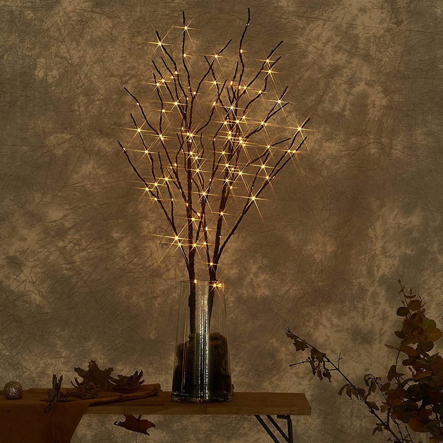 Foto 5 | Cronómetro Branch Lights Fudios Con Pilas Led, 32 Cm, Color Marrón, 100 Led - Venta Internacional.