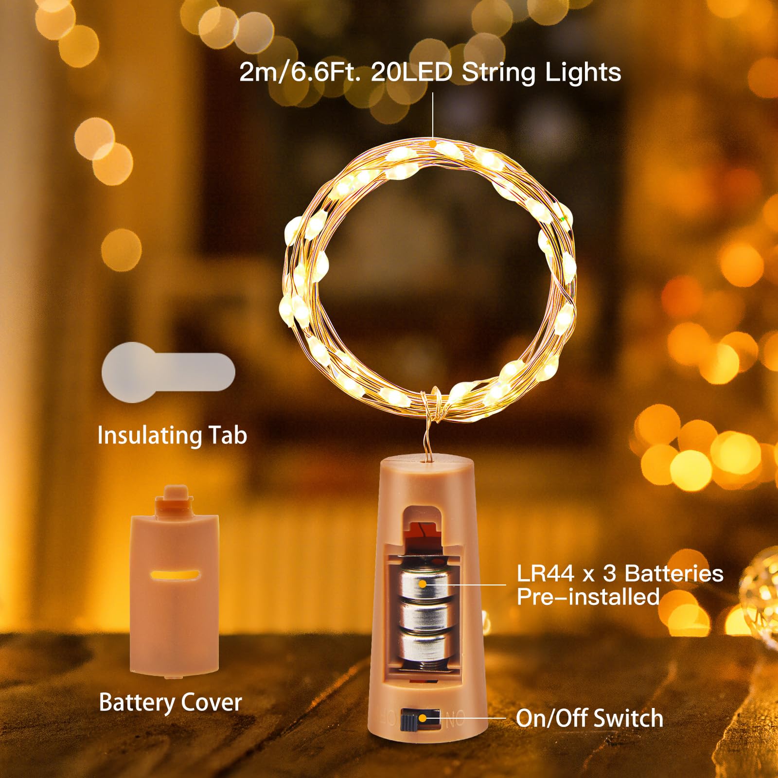 Foto 6 pulgar | Luces Para Botellas De Vino Brightown, 20 Led, Impermeables, Paquete De 10 - Venta Internacional.