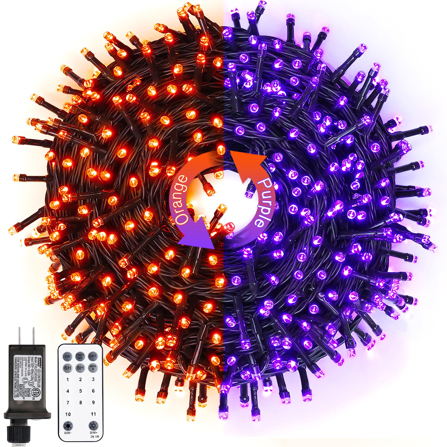 Foto 2 pulgar | Luces Navideñas Jmexsuss 200 Led Naranja/morado De 20 M Con Mando A Distancia - Venta Internacional.