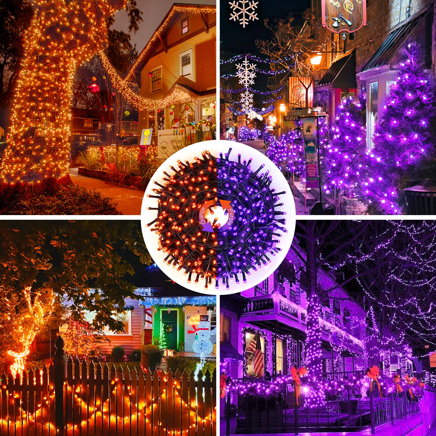 Foto 5 pulgar | Luces Navideñas Jmexsuss 200 Led Naranja/morado De 20 M Con Mando A Distancia - Venta Internacional.