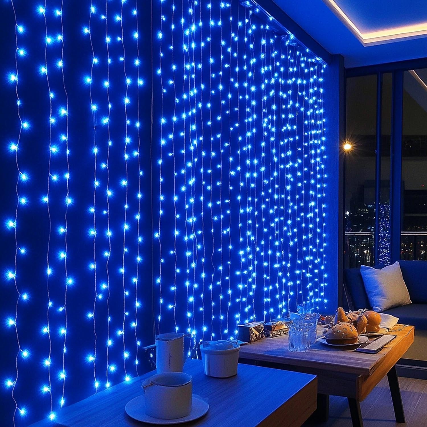 Foto 4 pulgar | Cadena De Luces Dazzle Bright Para Cortinas, 300 Led, Color Azul Navideño - Venta Internacional.