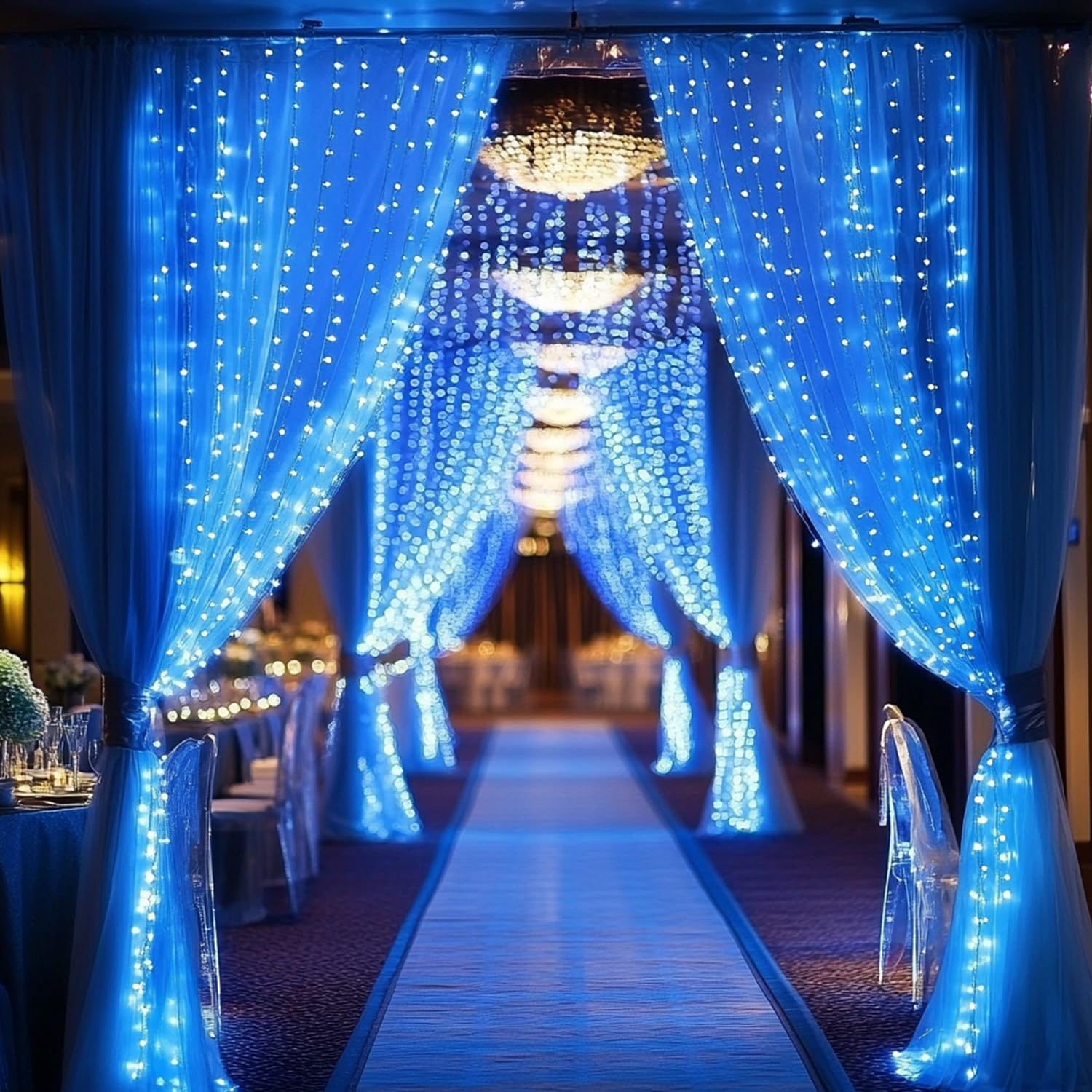 Foto 5 | Cadena De Luces Dazzle Bright Para Cortinas, 300 Led, Color Azul Navideño - Venta Internacional.