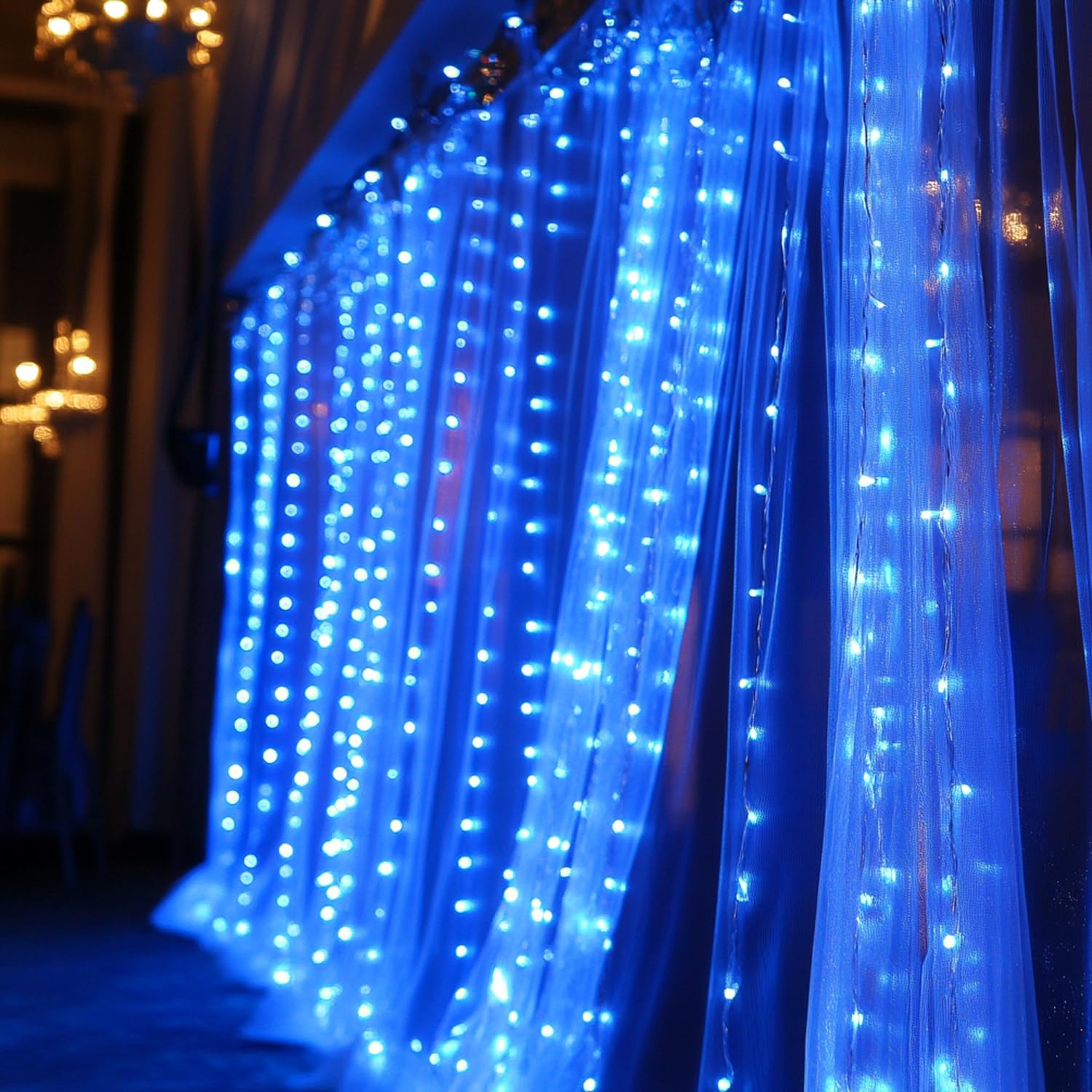 Foto 8 pulgar | Cadena De Luces Dazzle Bright Para Cortinas, 300 Led, Color Azul Navideño - Venta Internacional.