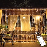 Cortina Navideña Jmexsuss 600 Led Para Exteriores, Color Blanco Cálido - Venta Internacional.