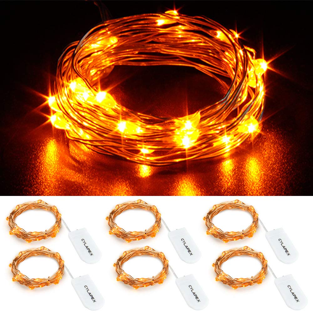 Guirnalda De Luces Led Cylapex, Naranja, 3.3 Pies, 20 Led, Paquete De 6 - Venta Internacional.