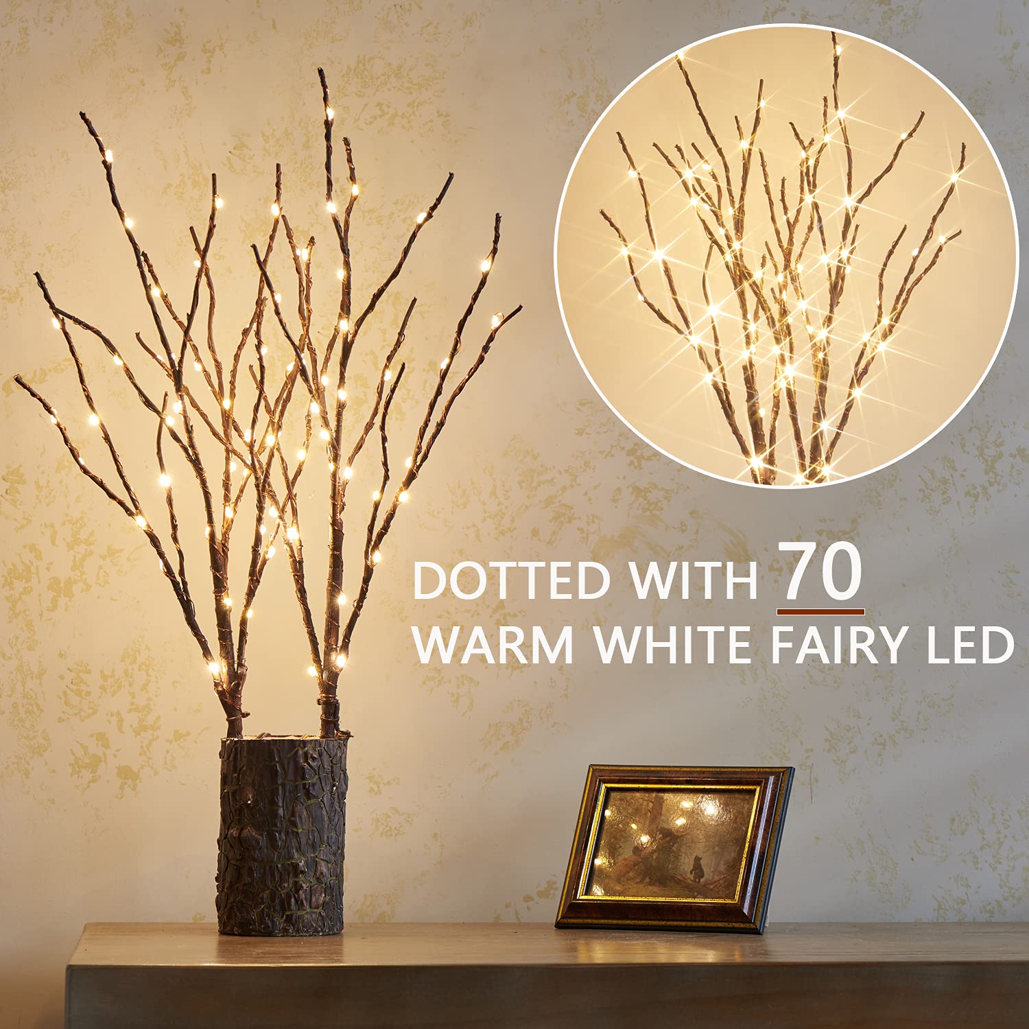 Foto 3 | Guirnalda De Luces Led Lighed Branches Fudios, 70 Cm, 45 Cm, Con Temporizador - Venta Internacional.