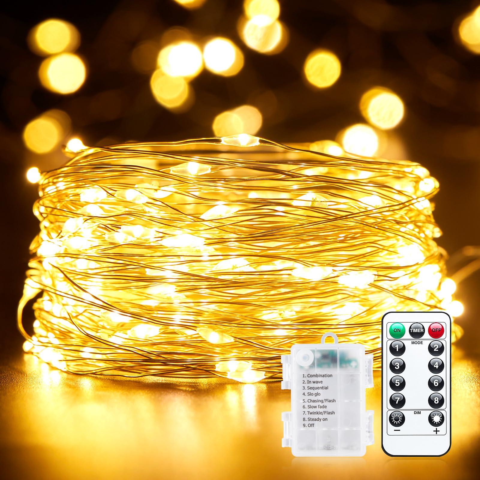 Foto 1 | Cadena De Luces Minetom 100 Led Para Exteriores, 10 M, Color Blanco Cálido - Venta Internacional.