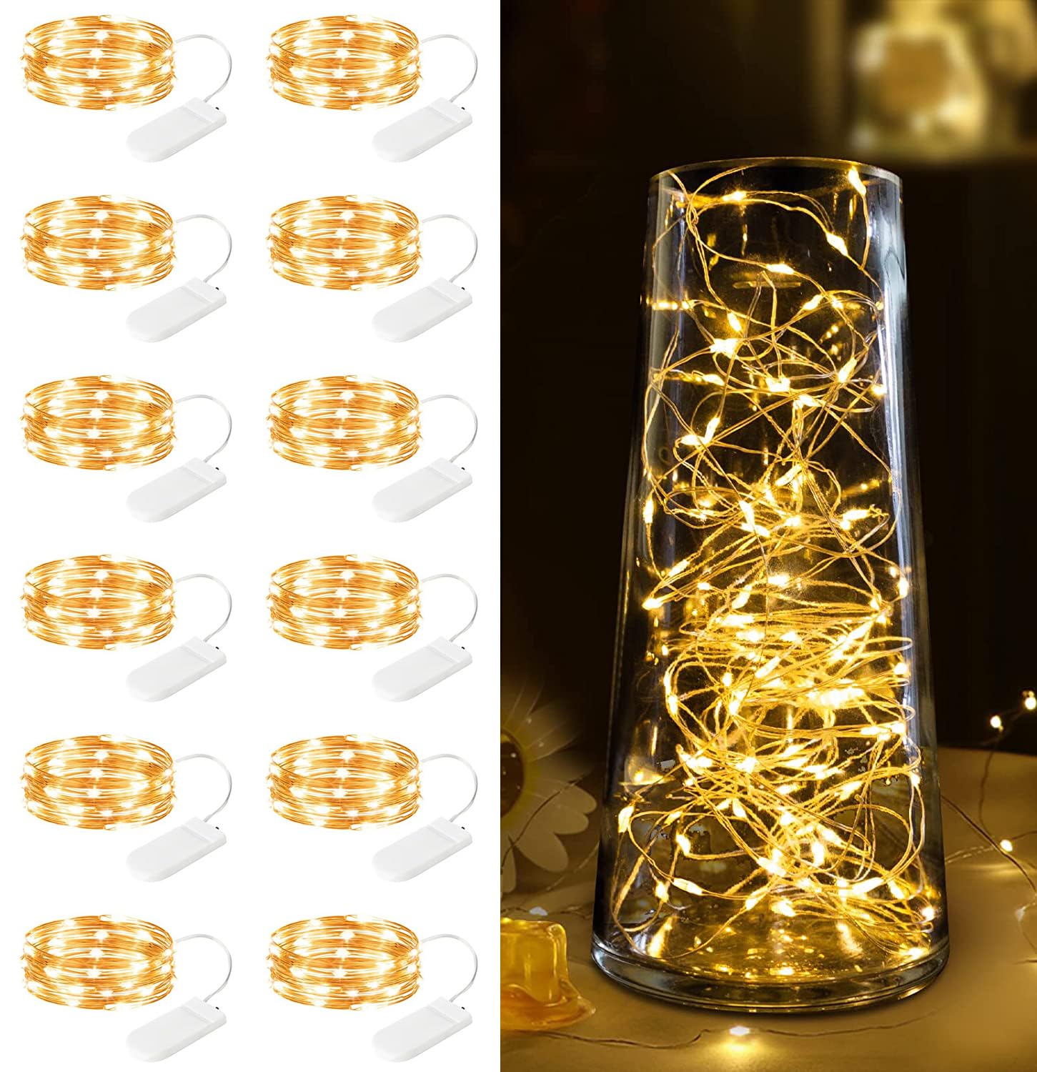 Fairy Lights Minetom 20 Led, Funciona Con Pilas, 2 M, Paquete De 12 - Venta Internacional.