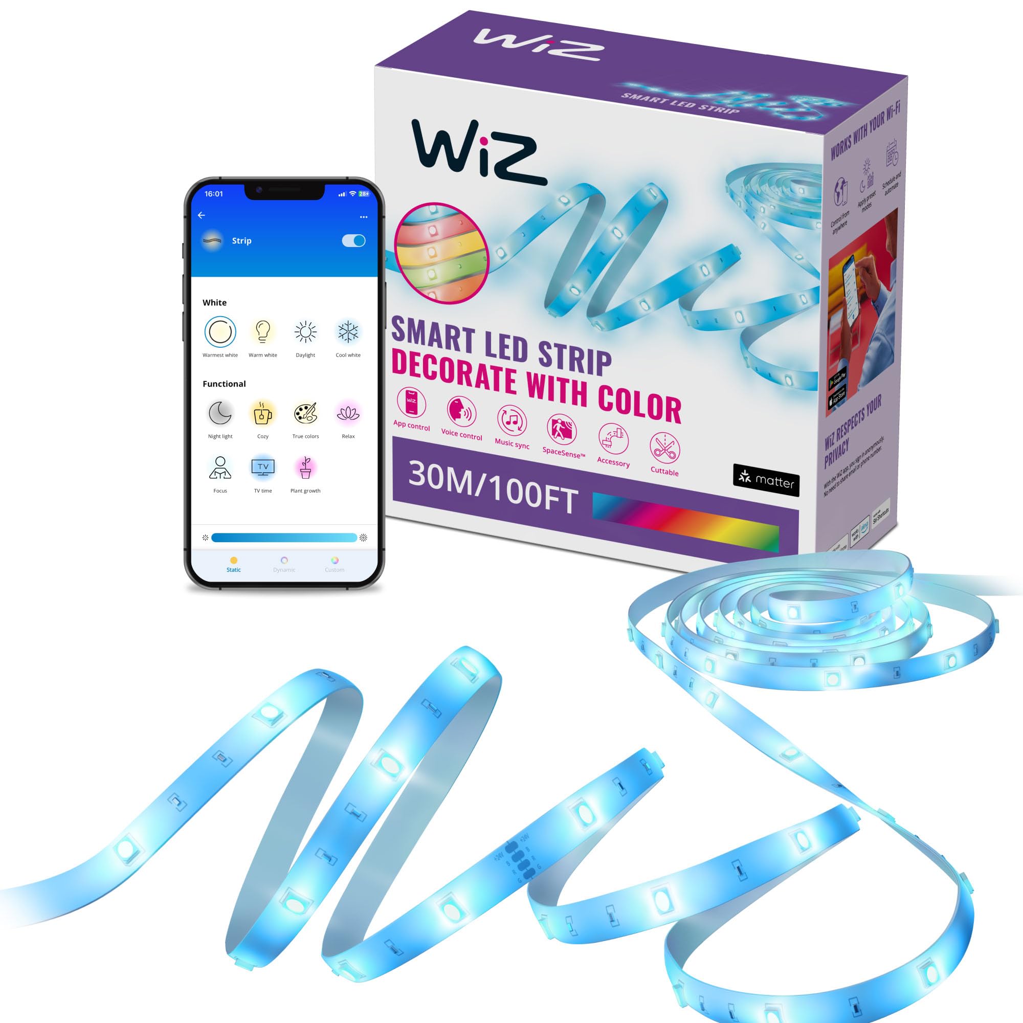 Foto 2 pulgar | Tira De Luces Led Wiz Connected Que Fluye, Multicolor, 30 M - Venta Internacional.