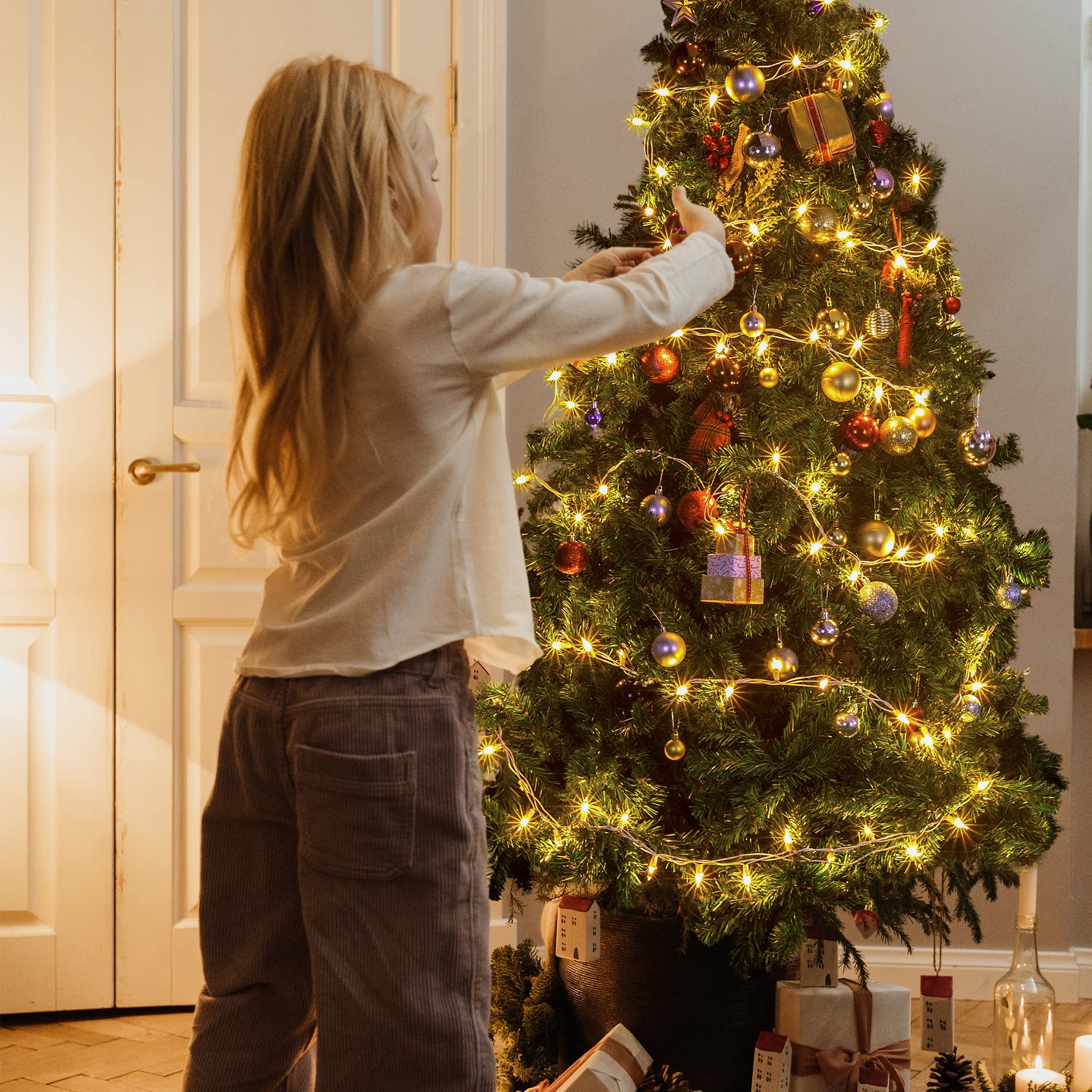 Foto 7 | Juego De Luces Navideñas Hopolon, Paquete De 2 Unidades, 50 Unidades, Transparentes Y Blancas - Venta Internacional.