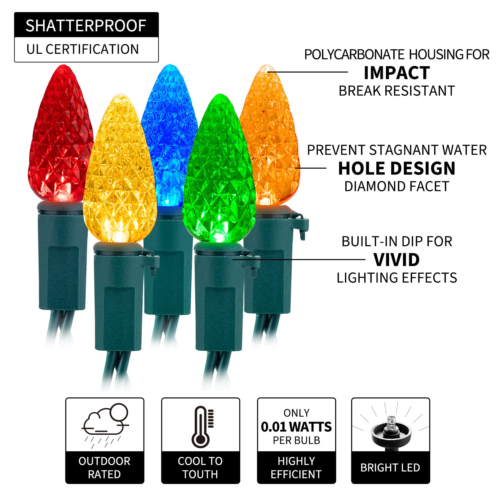 Foto 4 pulgar | Guirnalda De Luces Led Navideñas Brightown C6, 20 Pies, 60 Led, Paquete De 2 - Venta Internacional.