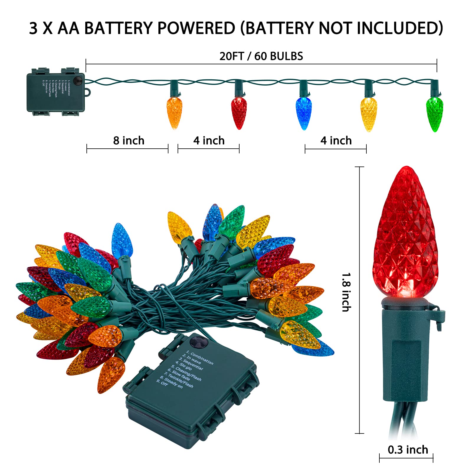 Foto 5 pulgar | Guirnalda De Luces Led Navideñas Brightown C6, 20 Pies, 60 Led, Paquete De 2 - Venta Internacional.