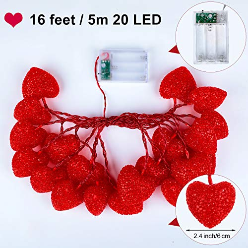 Foto 3 pulgar | Cadena De Luces Mudder, 5 M, 20 Led, Corazón Rojo, Día De San Valentín - Venta Internacional.