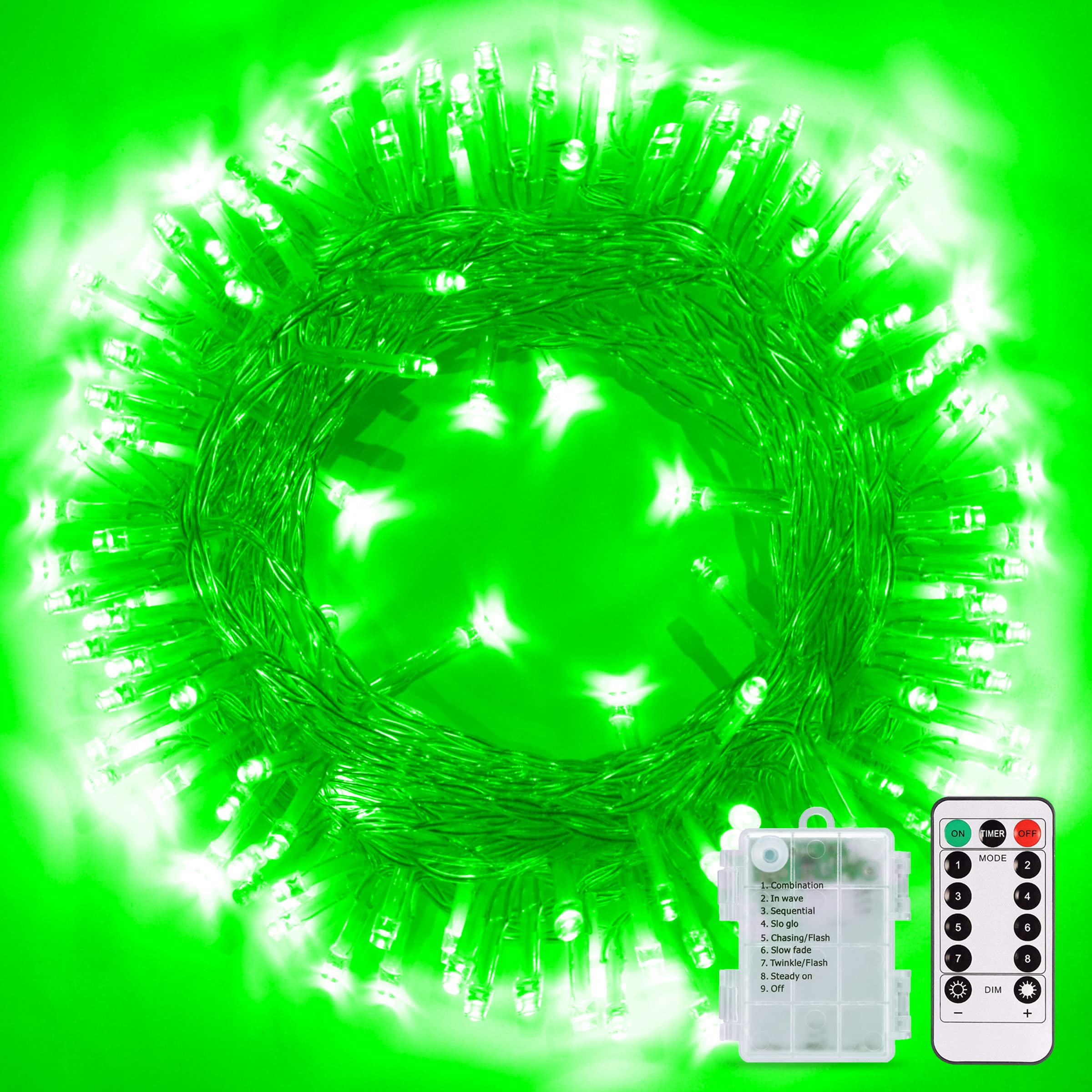 Foto 2 pulgar | Luces Navideñas Jmexsuss, Verdes, 33 Pies, 100 Led, Funcionan Con Pilas - Venta Internacional.