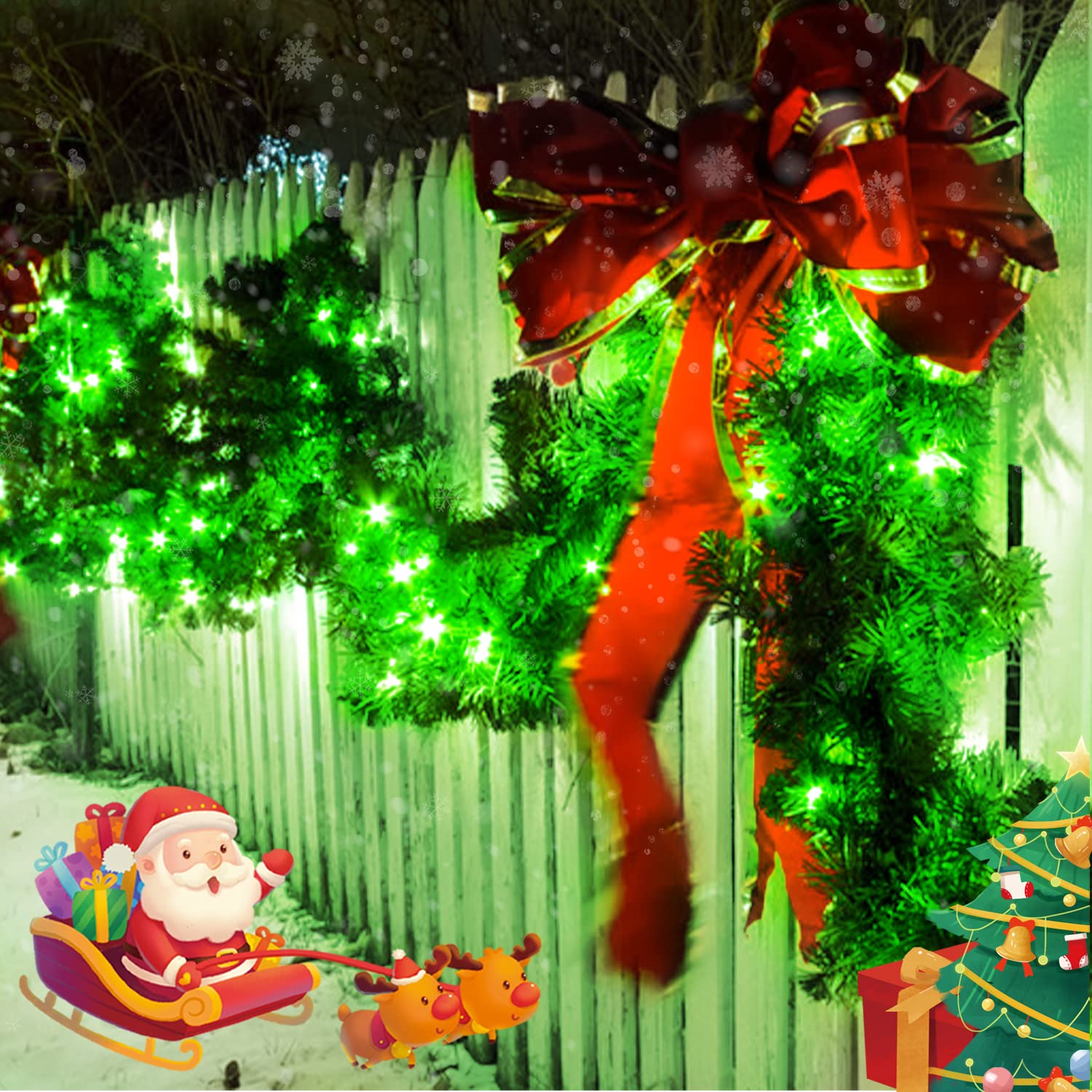 Foto 8 pulgar | Luces Navideñas Jmexsuss, Verdes, 33 Pies, 100 Led, Funcionan Con Pilas - Venta Internacional.