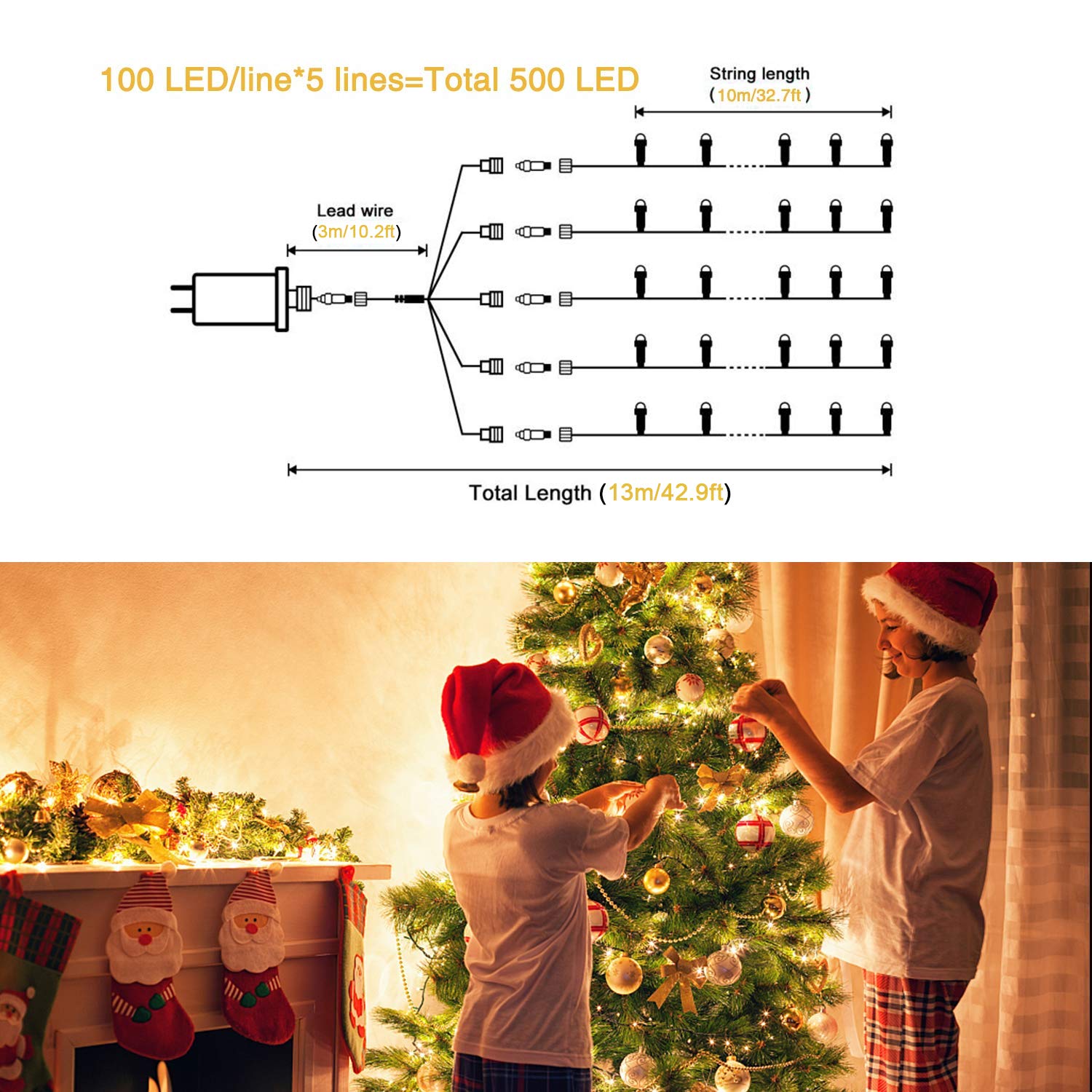 Foto 3 pulgar | Luces Navideñas Jmexsuss 500 Led De Color Blanco Cálido Para Interiores - Venta Internacional.