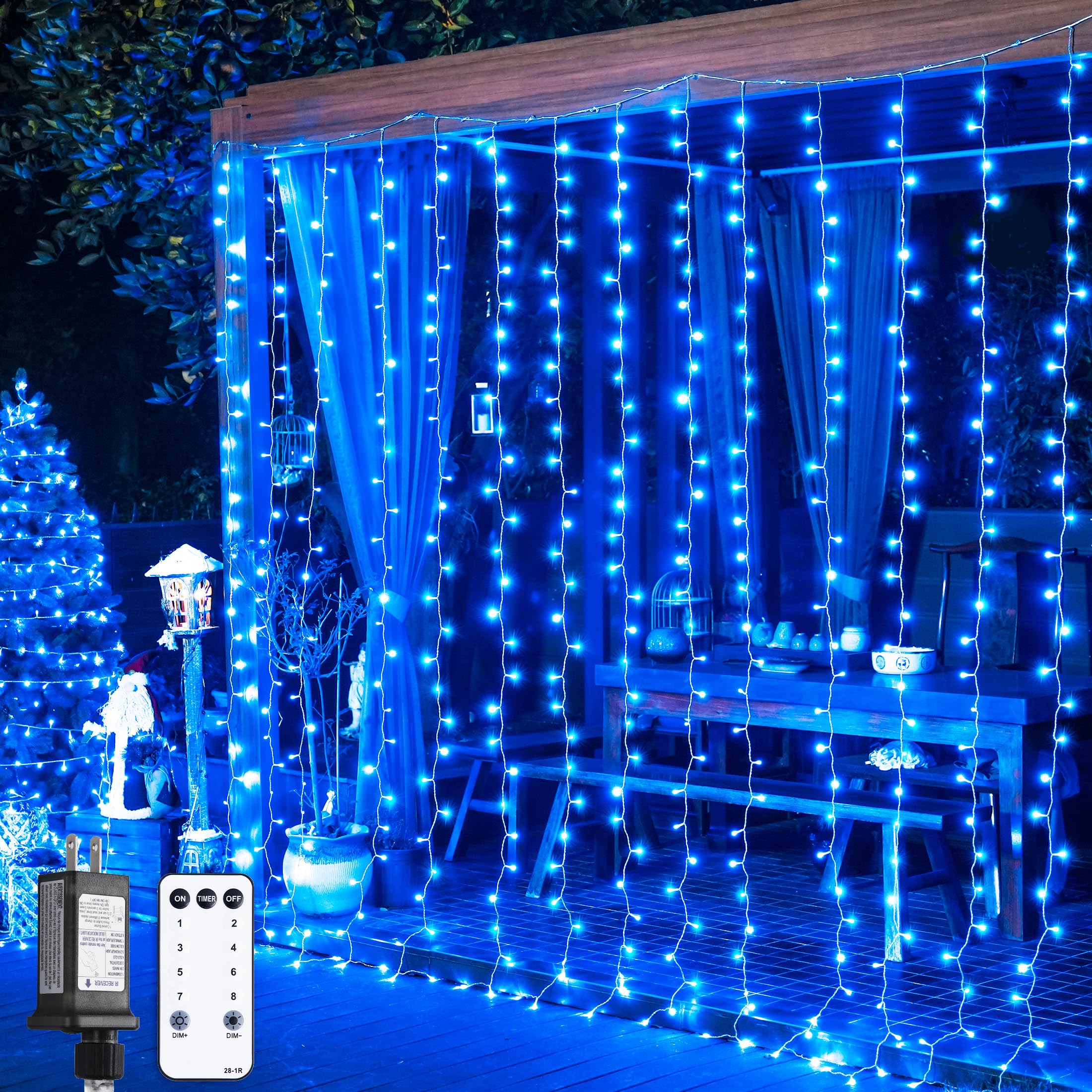 Luces De Cortina Jmexsuss 300 Led Azules Para Fiesta De Navidad - Venta Internacional.