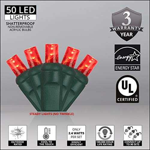 Foto 3 pulgar | Luces Navideñas Wintergreen Lighting 50 Led De 5 Mm, Color Rojo - Venta Internacional.