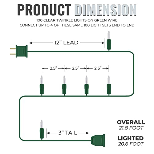 Foto 2 | Christmas Lights 612 Vermont 100 Luces Transparentes Centelleantes, Color Verde - Venta Internacional.