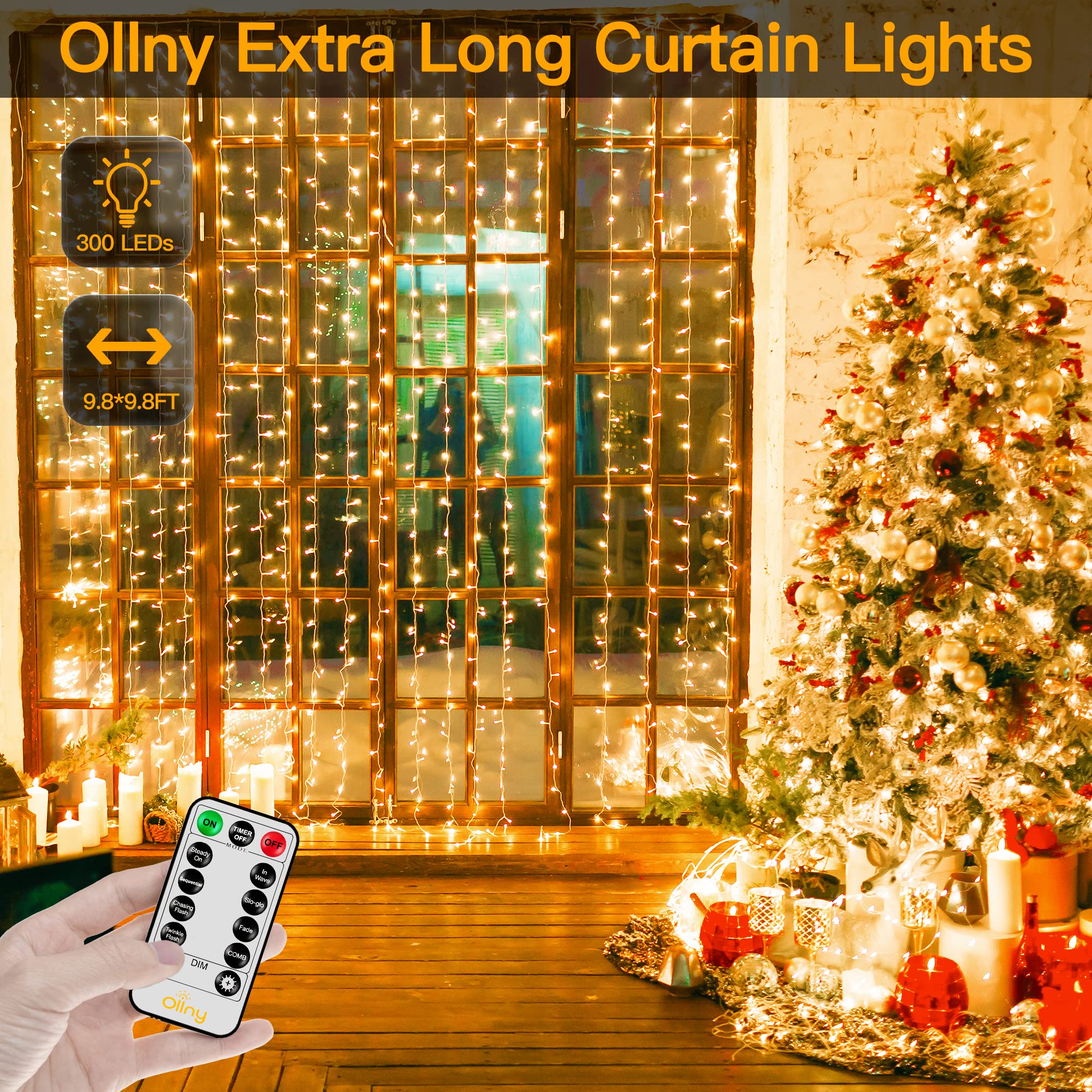 Foto 3 pulgar | Luces De Cortina Ollny Christmas 300 Led De 3 X 3 M Para Exteriores - Venta Internacional.