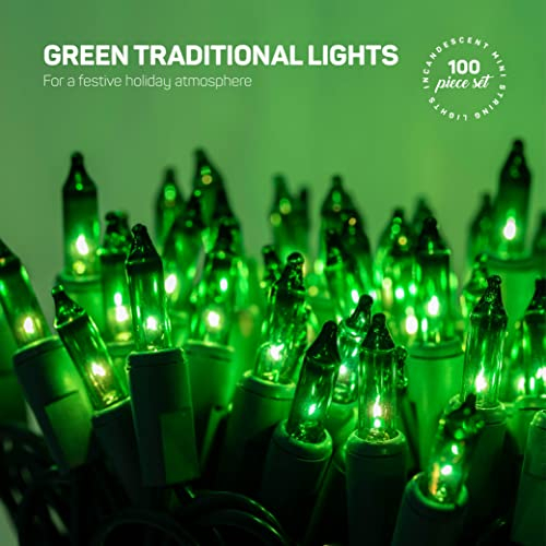 Foto 2 | Juego De 100 Luces Navideñas Verdes Incandescentes De 22,8 Pies - Venta Internacional.