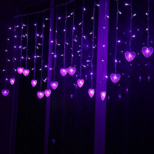 Foto 2 pulgar | Cortina Led Lainin, 96 Led, 18p, Con Forma De Corazón, Color Morado - Venta Internacional.