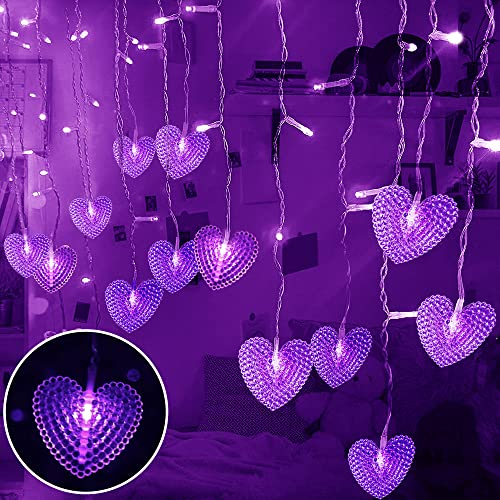 Foto 7 pulgar | Cortina Led Lainin, 96 Led, 18p, Con Forma De Corazón, Color Morado - Venta Internacional.