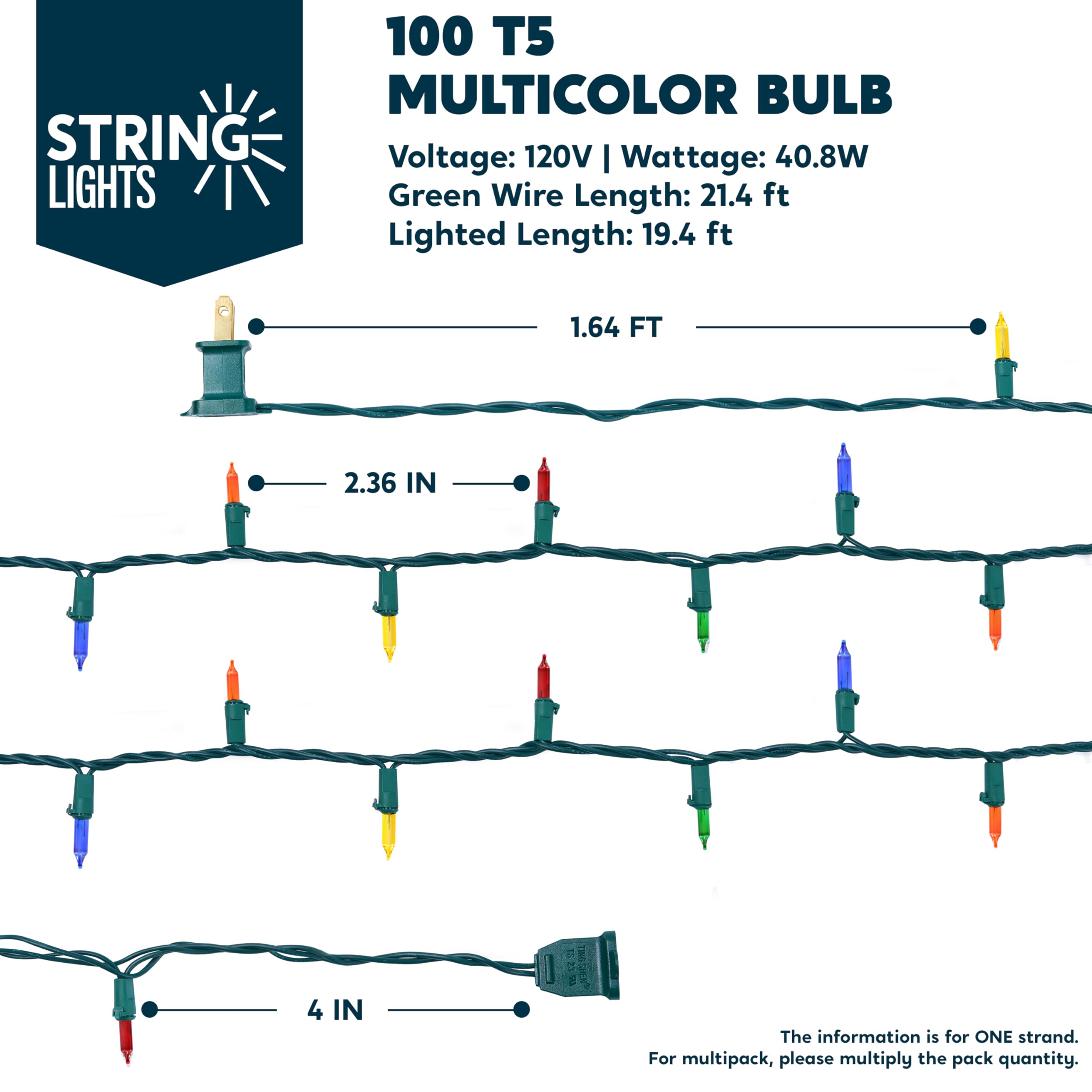 Foto 4 | Luces Navideñas Joiedomi 300 (2x150), Multicolores - Venta Internacional.